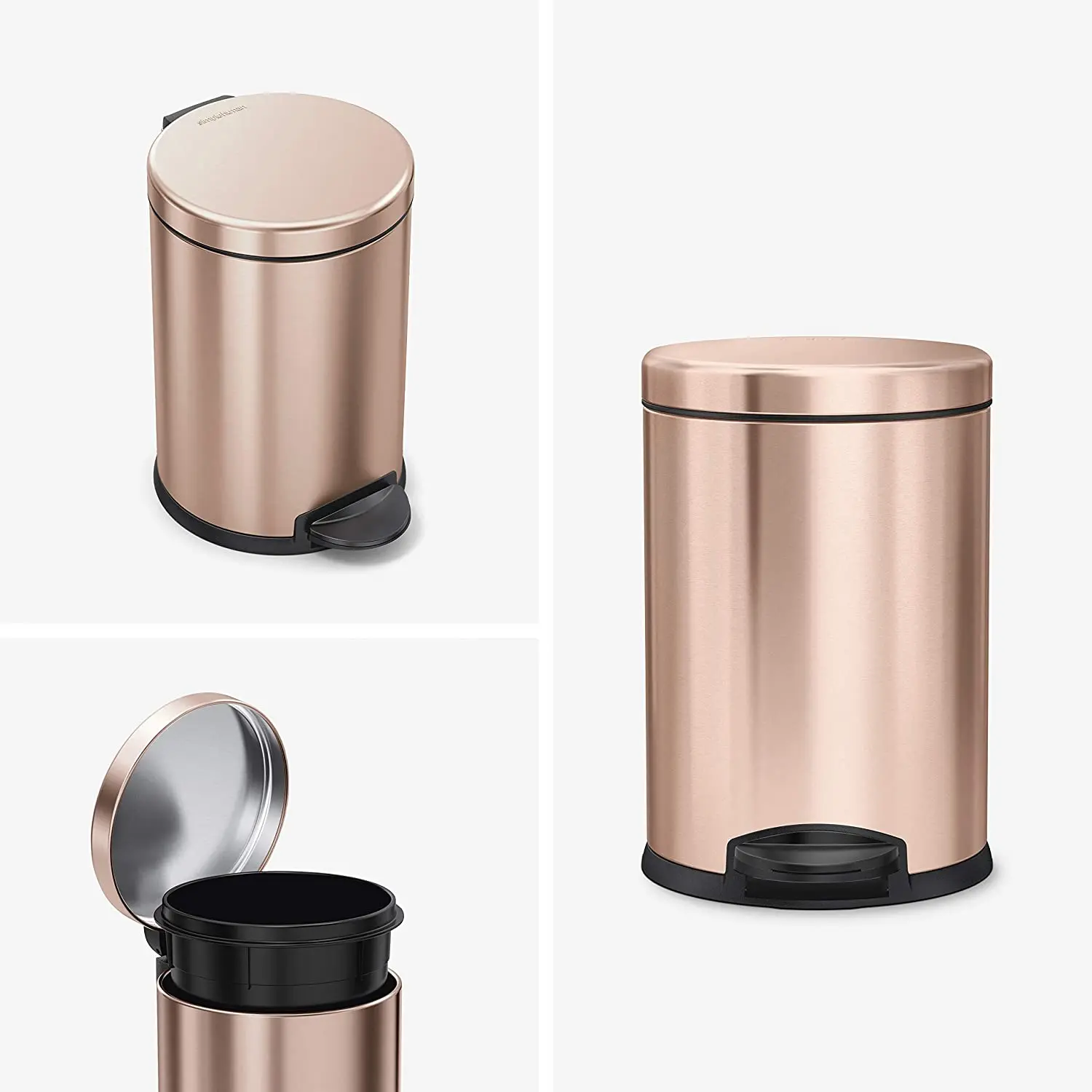 Stainless Steel Trash Can Small Office Bathroom Bin w/ Lid 4.5 Liter/1.2 Gallon 