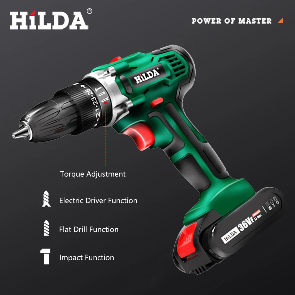 Hilda 16.8v Electric Screwdriver Drill Lithium Battery Double Speed Mini  Drill Cordless Screwdriver Power Tools Cordless Drill - Buy Power