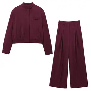 Fashion Women's Elegant  Solid Color Jacket Suit Three-piece Set for Women High-waisted Trousers Pants Suit