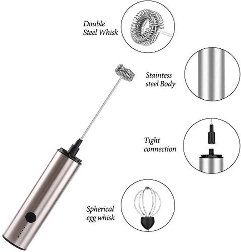 Electric Handheld Hand Automatic Drink Mini Manual Milk Frother Foamer Machine Usb Rechargeable Foam Maker