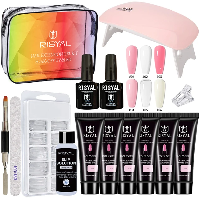 Hot Sale Extension UV Gel Professional Acrylic Poly Gel Nail Polish Kit Full Set With Led Lamp