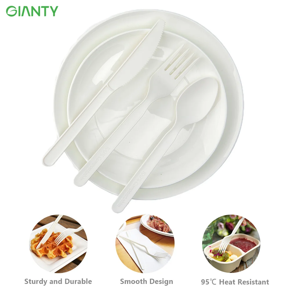 Eco 100% Compostable PLA Biodegradable Tableware Spoon Fork Knife Disposable Cutlery
