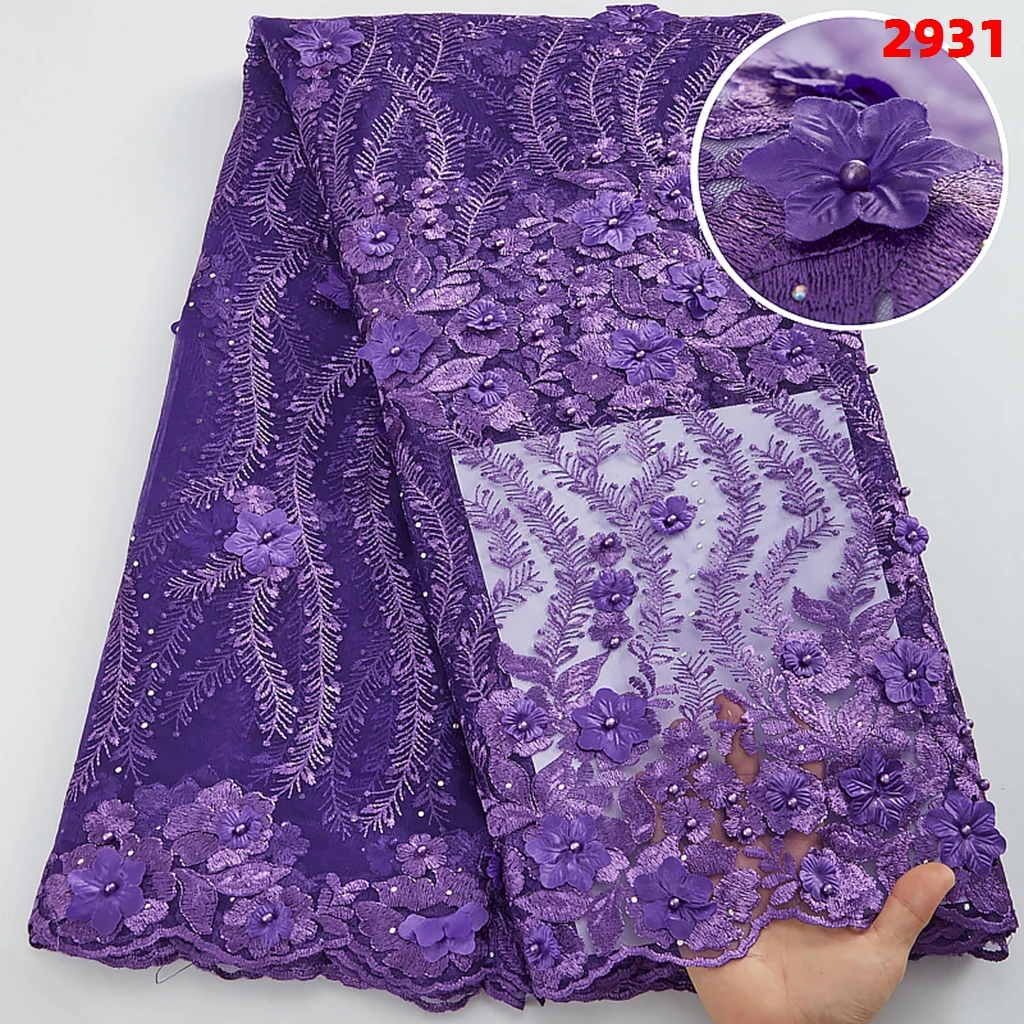 3d African Flower Lace Dress Patterns Fabric Nigerian Embroidery Fabric