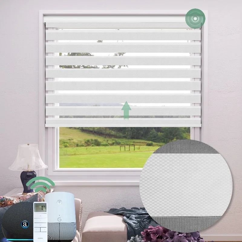 Double Layer Zebra Roller Blinds WiFi Smart Control Day and Night Shade Motorized Zebra Blinds