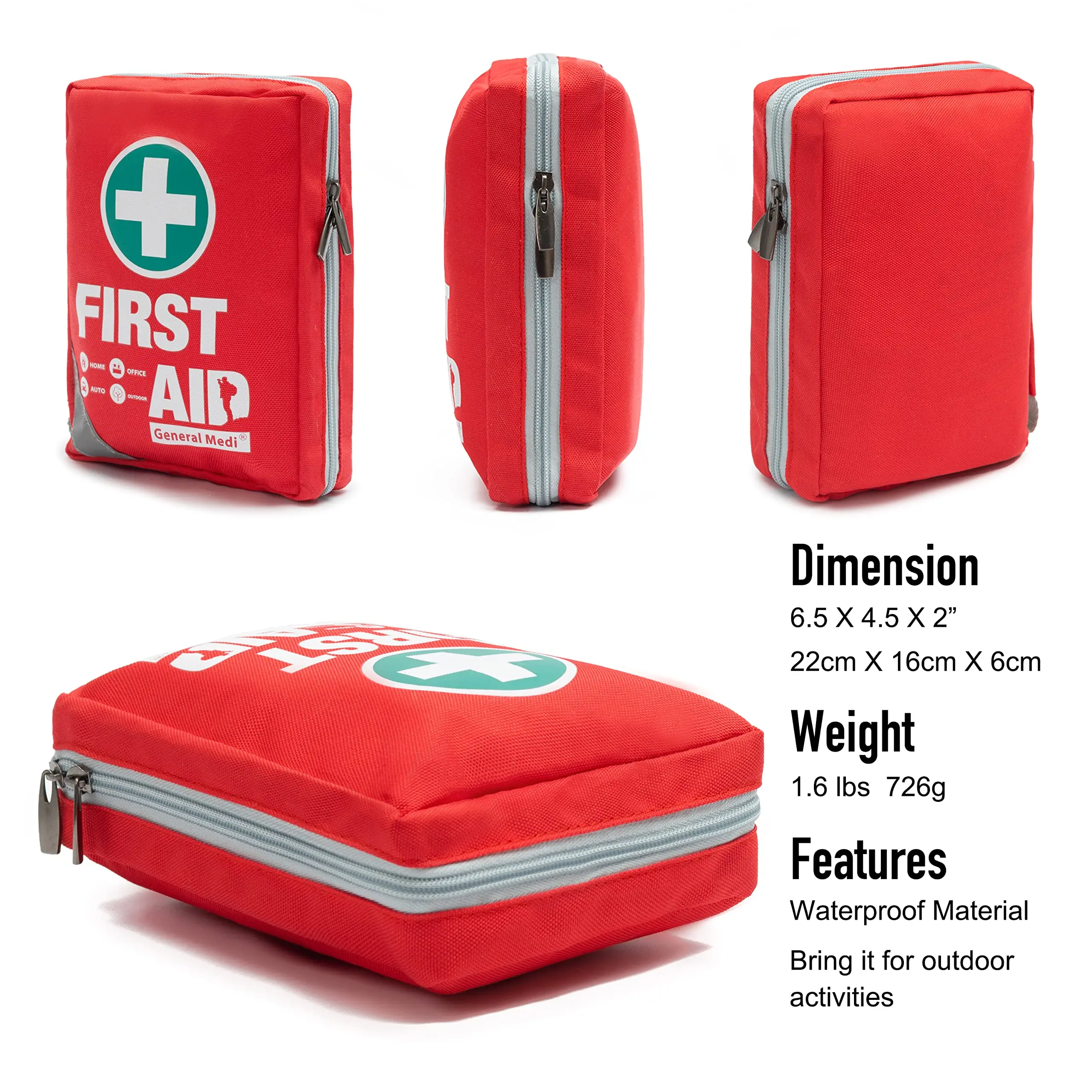 175 Piece Emergency Medical First Aid Kit Small Compact First Aid Kit