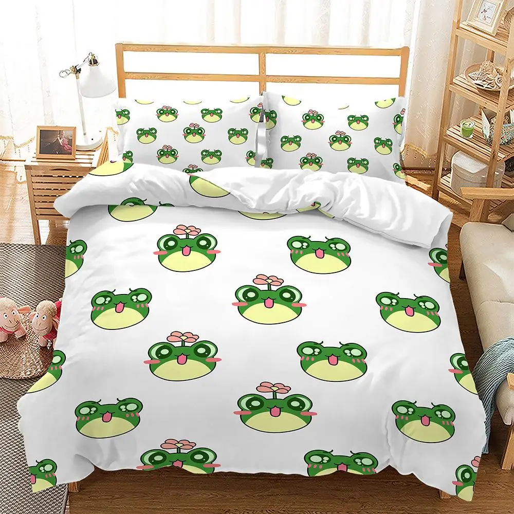 Feelyou Pilz-Frosch Bettwäsche-Set – Volle Größe, 3D-Druck, Weiche Mikrofaser
