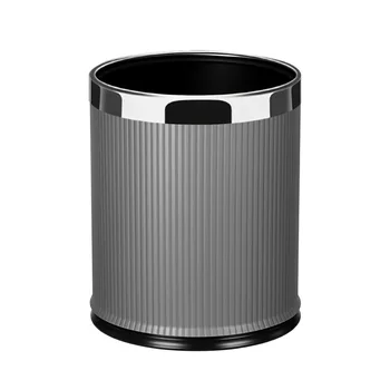 10-14L High-End Leather Iron Baking Paint Double-Layer Trash Bin Simple Color Value Bucket for Household Living Room Light
