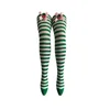 Green and white pinstripe-pink bow-strawberry