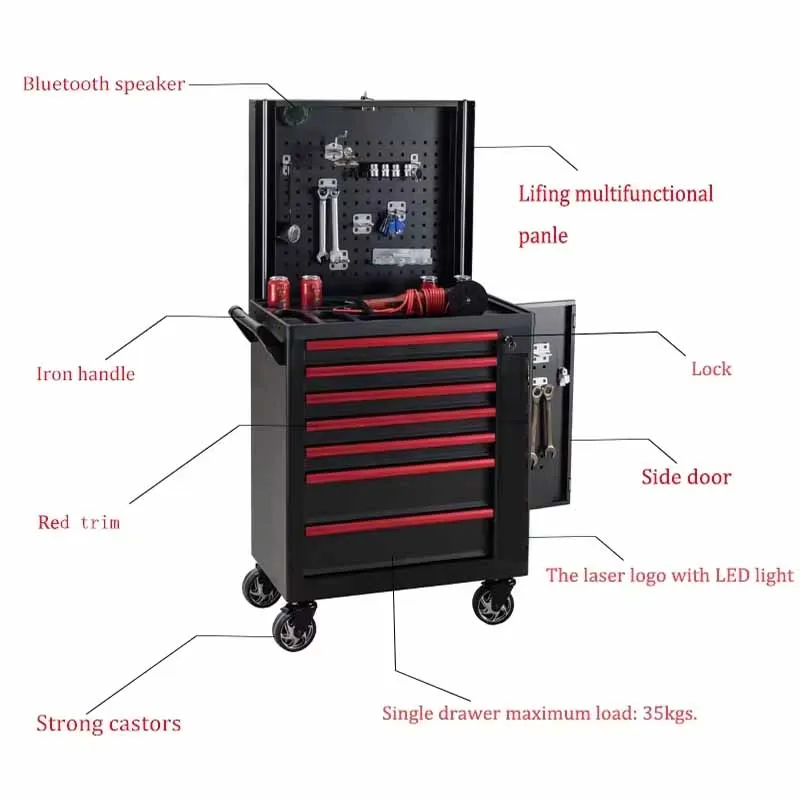 Mobile Workshop Mate 7 Drawer Rolling Tool Trolley Cart for Auto Repair Workshops