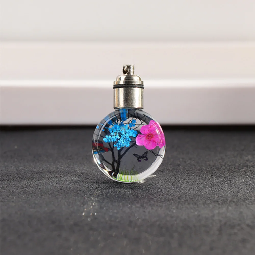 Cremation jewelry stainless steel new luminous dried flower butterfly permanent preservation pendant glass ball women's necklace