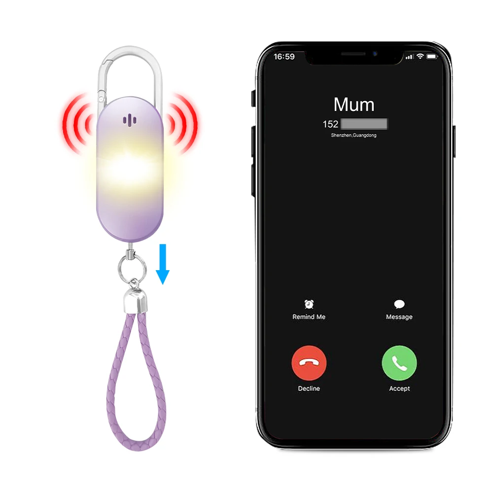 Nowy 130 dB osobisty alarm do ładowania z funkcją śledzenia GPS, połączeniem telefonicznym w nagłej sytuacji oraz alertem SMS – urządzenie bezpieczeństwa i samoobrony dla kobiet