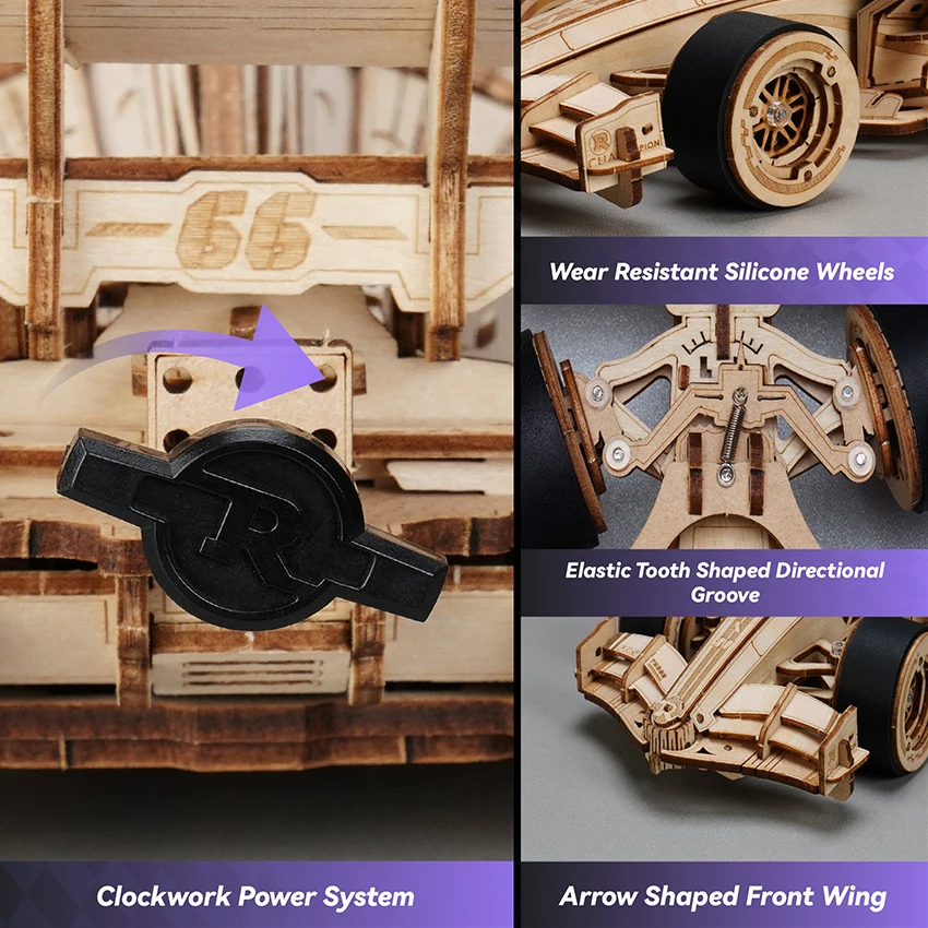 CPC Certificated Robotime Rokr Adults DIY Wood Craft Gift LK505 F1 Racing Car Model 3D Wooden Puzzles