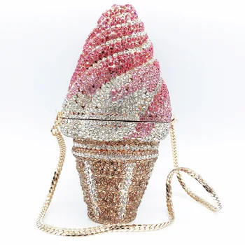Luxury Handbag Party Women Rhinestone Ice Cream Clutch Crystal Purse Evening Bags For Ladies