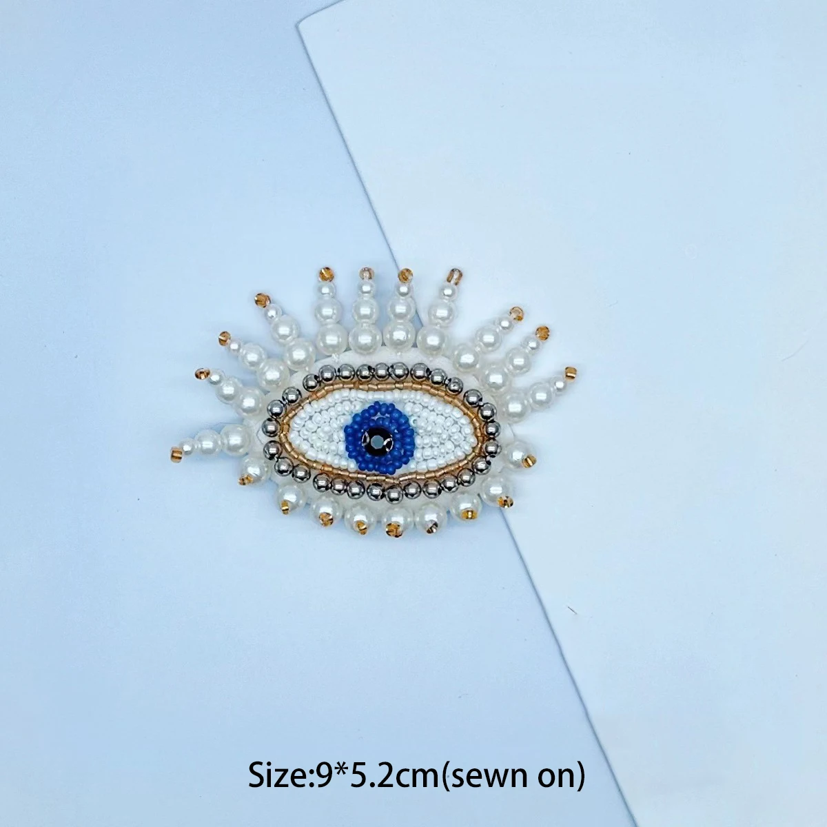 Handmade Beaded Patch Ready Stock Custom 3D Beads Eye Evil Sequence Applique Patches for Garment Bags
