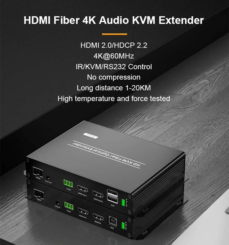 Hdmi Fiber Optic Extender 4k 60hz Kvm Ir 20km Rs232 60m 30m 120m Local ...