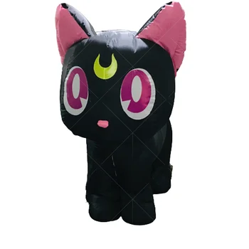 2m Sailor Moon Inflatable Black Cat Character for Advertising Promotion,Wearable Inflatable Walking Black Cat Costume