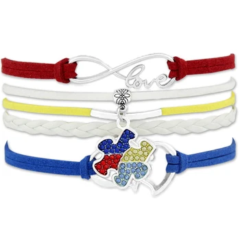 Autism Warrior Jigsaw Puzzle Pieces Grandma Nana Mom Dad Auntie Daughter Son Autism Awareness Ribbon Bracelets for Women