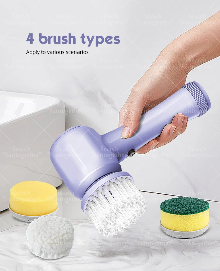 Multifunction Electric Brush Cleaner 4 In 1 Bathroom Sink Kitchen