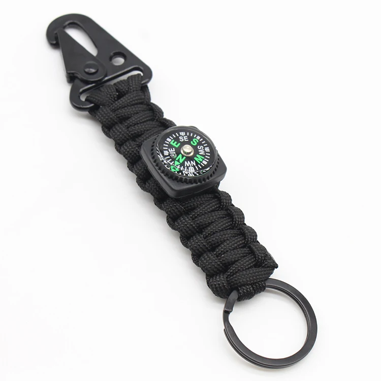 Outdoor Paracord Keychain with Carabiner and Compass