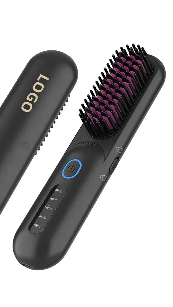 Beard Straightener Brush Black Usb Wireless Cordless Mini Electric Hair 