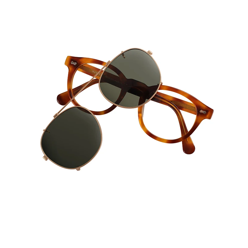 Wholesale Double Lens Round Flip up Acetate Sun Glasses