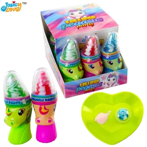 Hot Selling Funny Big Unicorn Shape Lollipop Hard Candy With Sour Powder