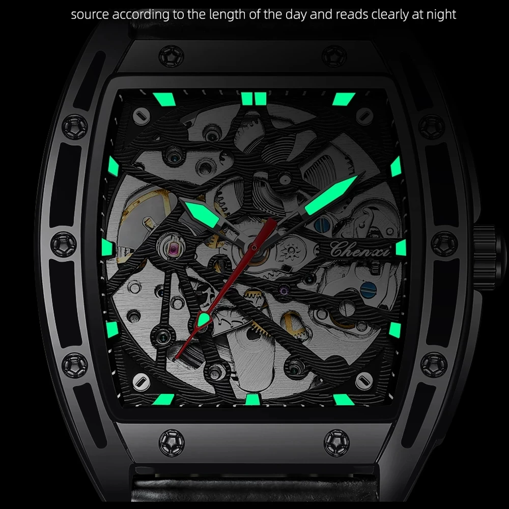 CHENXI 8845 Luxury Mechanical Watch for Men, Stylish Leather Band