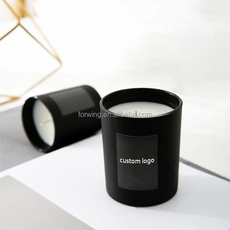 Frosted Black Candle Glass Jars Empty Glass Container 8oz 10oz Candle Holders Candle Jar With Metal Lids wooden bamboo lid details