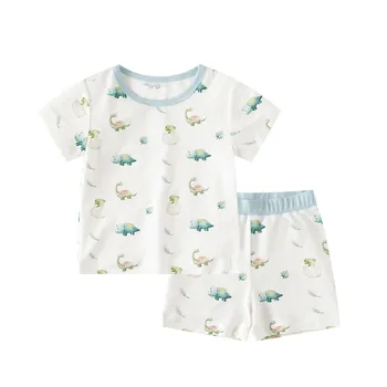 fiber baby short-sleeved suit summer thin shorts baby clothing suit two-piece split summer clothes