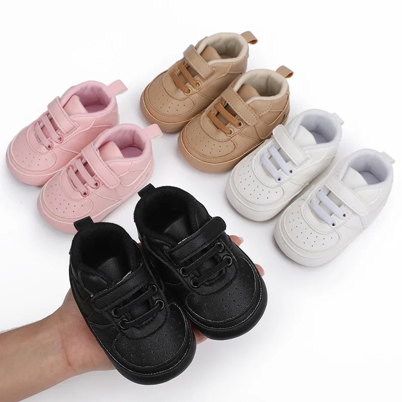 Infant Spring Shoe Newborn Infant Girls and Boys Recreational Baptism Non-Slip Walking Shoe White Soft-soled Sneaker Prewalker