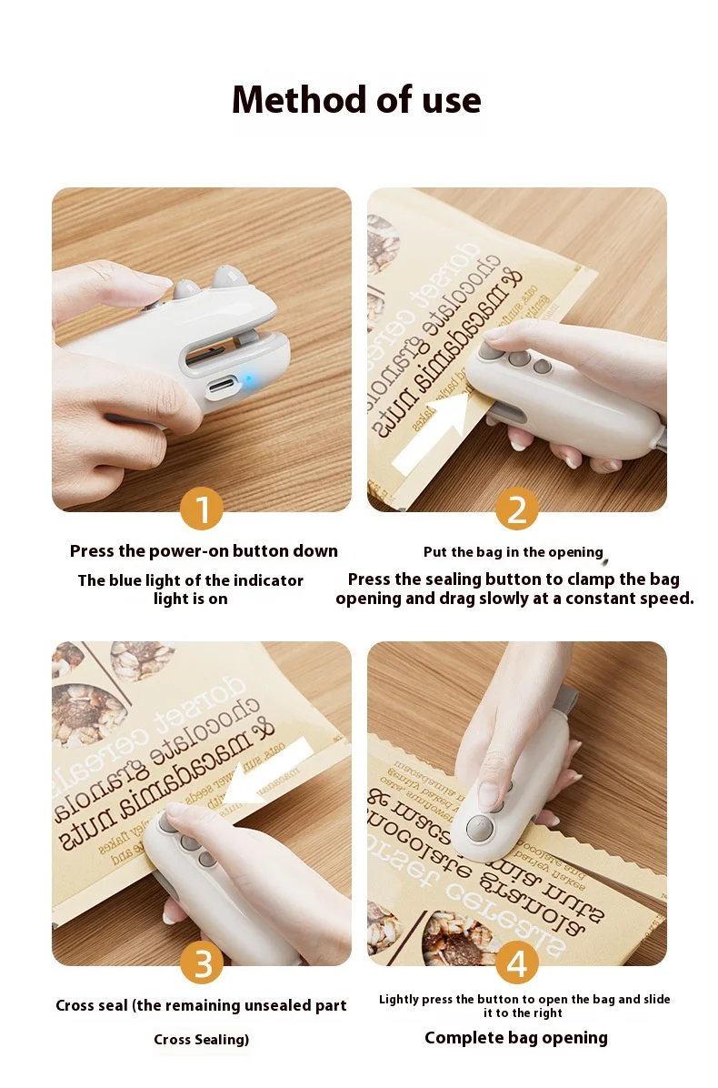 迷你家用食品真空封口机便携式手持式零食封口器新鲜塑料袋小怪物厨房