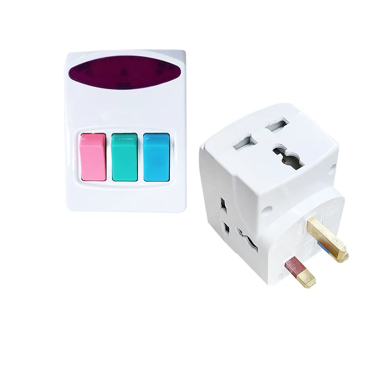 Universal 3-Way Multi Pin Travel Plug Adapter Electric Adaptor with 3 AC Outlets ABS Plastic Material
