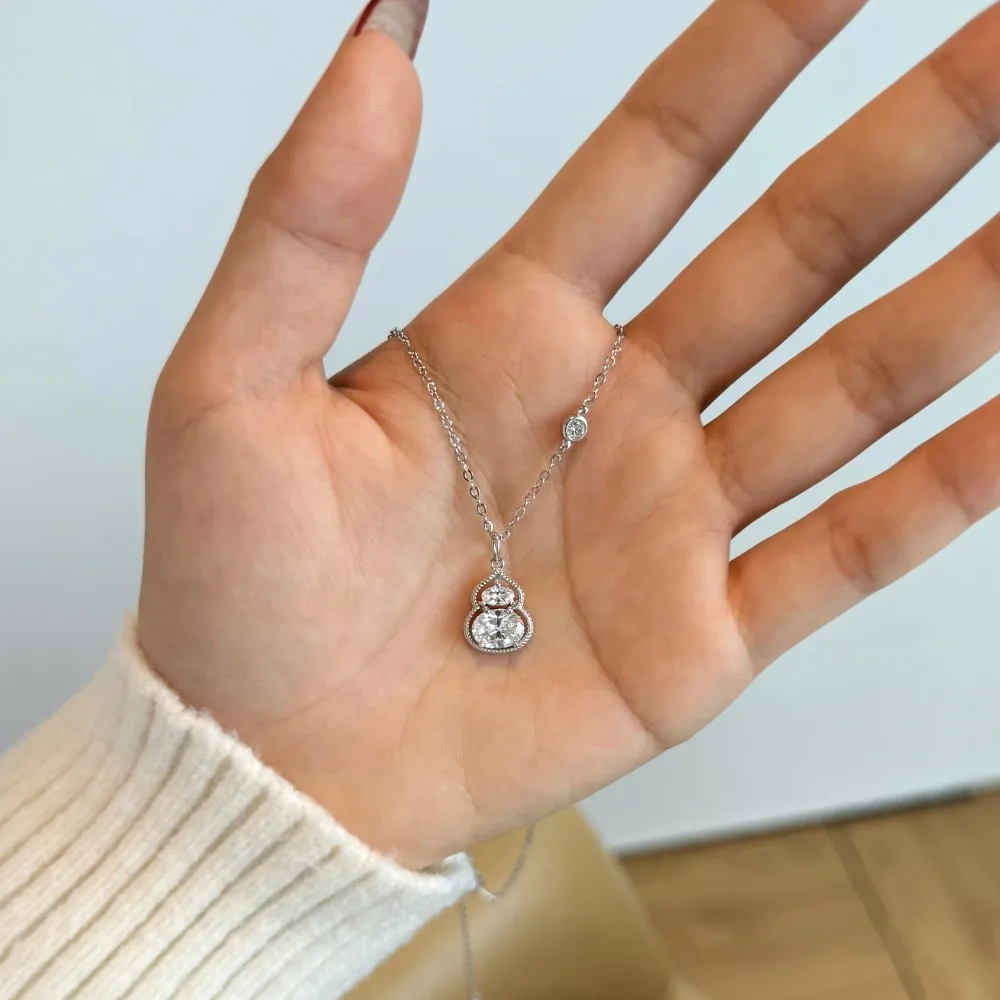 KAKODIY Unique Design Chain 925 Sterling Silver 5A Cubic Zirconia Gourd Pendant Necklace Women's Daily Accessories Jewelry Chain detail 2