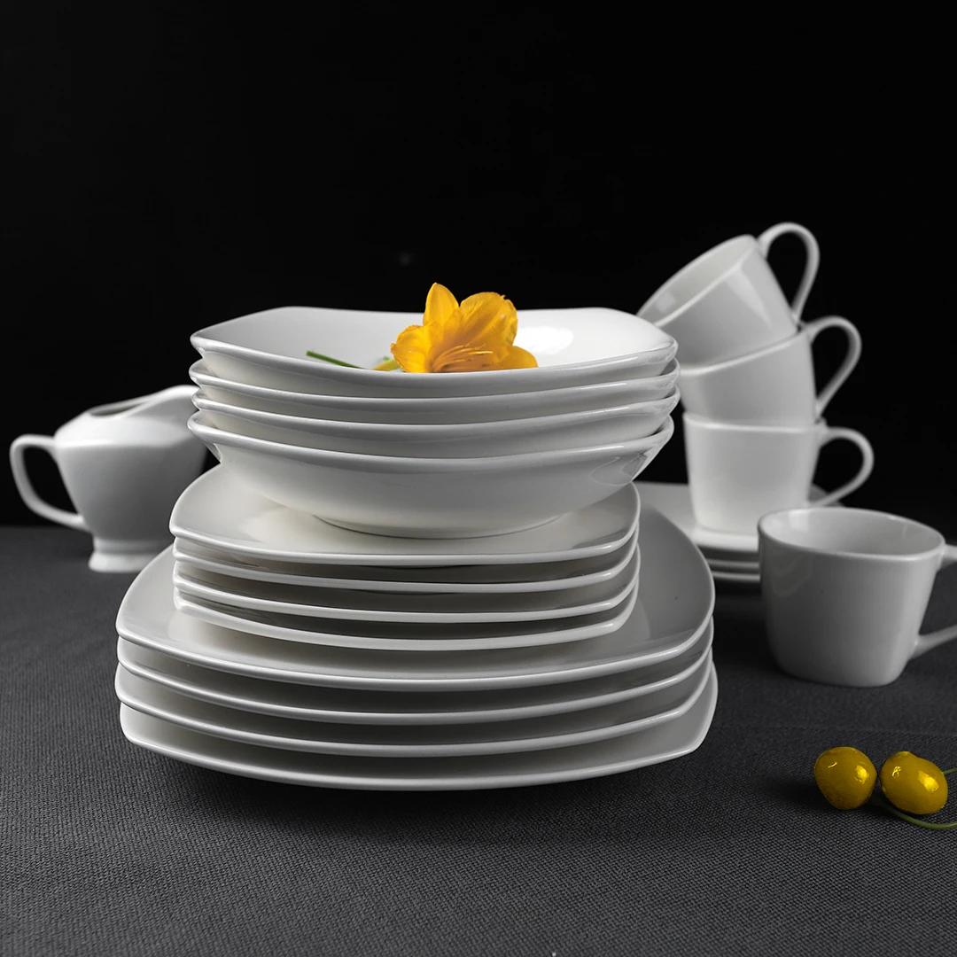 Restaurant Square Dinner Sets China Customized Dinner Set White