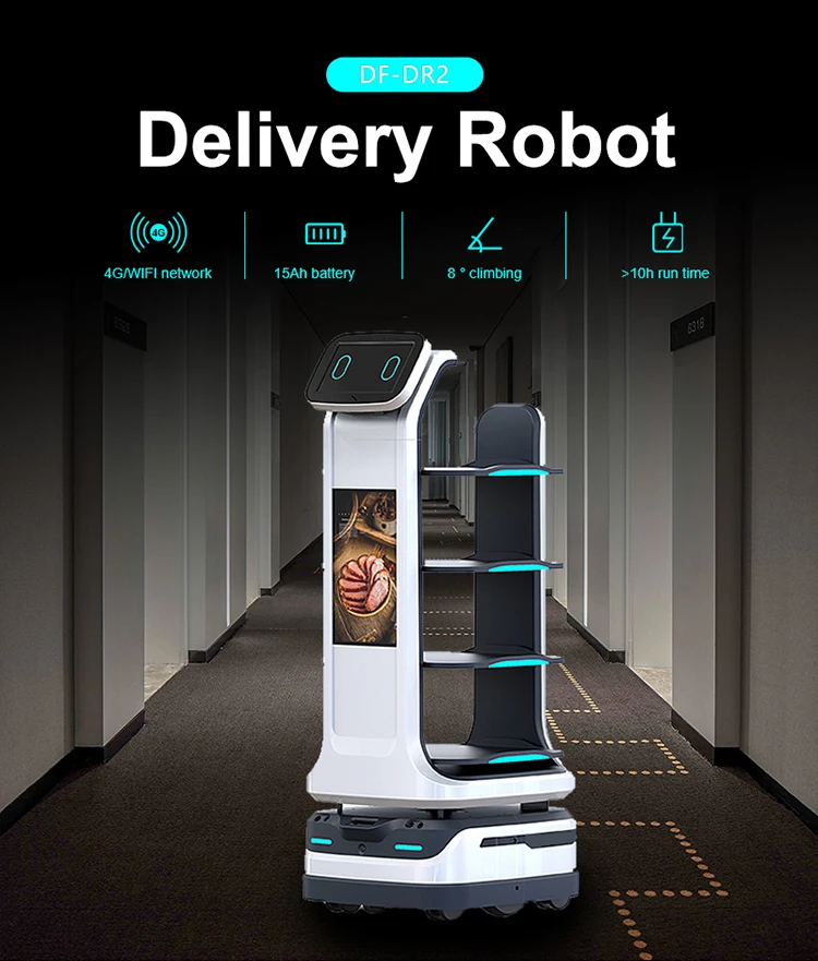 Hotel Restaurant Food Delivery Robot Intelligent Guiding Remote Control ...