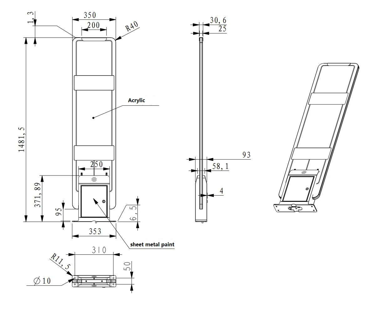 School Library EAS System Portal Long Range Shop Stock Gantry Scanner Antenna Security Anti Theft UHF RFID Tag Reader