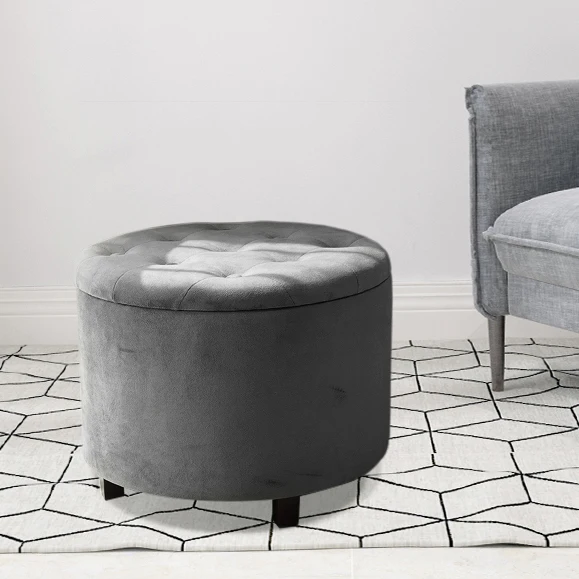 Customized Living Room 2026manufacturers Velvet Ottoman Set Luxury Ottoman Stool Round Furniture Pouf
