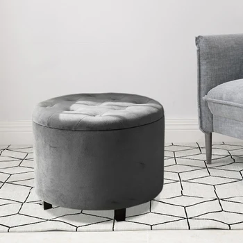 Customized Living Room 2026manufacturers Velvet Ottoman Set Luxury Ottoman Stool Round Furniture Pouf