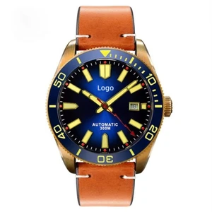 Customizable Logos and Designs Men Automatic Vintage Bronze Diving Watches 300M Water Resistant Ceramic Bezel Retro Wristwatch