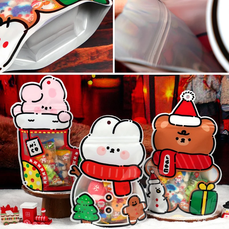 Christmas Celebrate Santa Doypack Stand Up Pouch With Zipper Aluminium Foil Cotton Candy Cookie Edible Sachet 3.5 G Mylar Bags manufacture