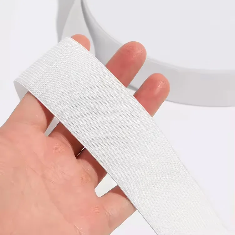 High Elasticity Knit Spool Sewing Band for Waistbands Black White Flat Elastic Band Tape for Garment Sewing