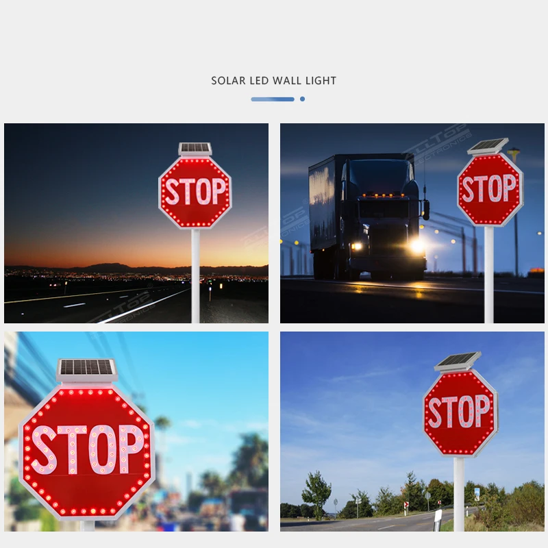 ALLTOP Солнечная Панель Светодиодная мигающая восьмиугольная Дорожная безопасность Предупреждающие Знаки Дорожный Знак