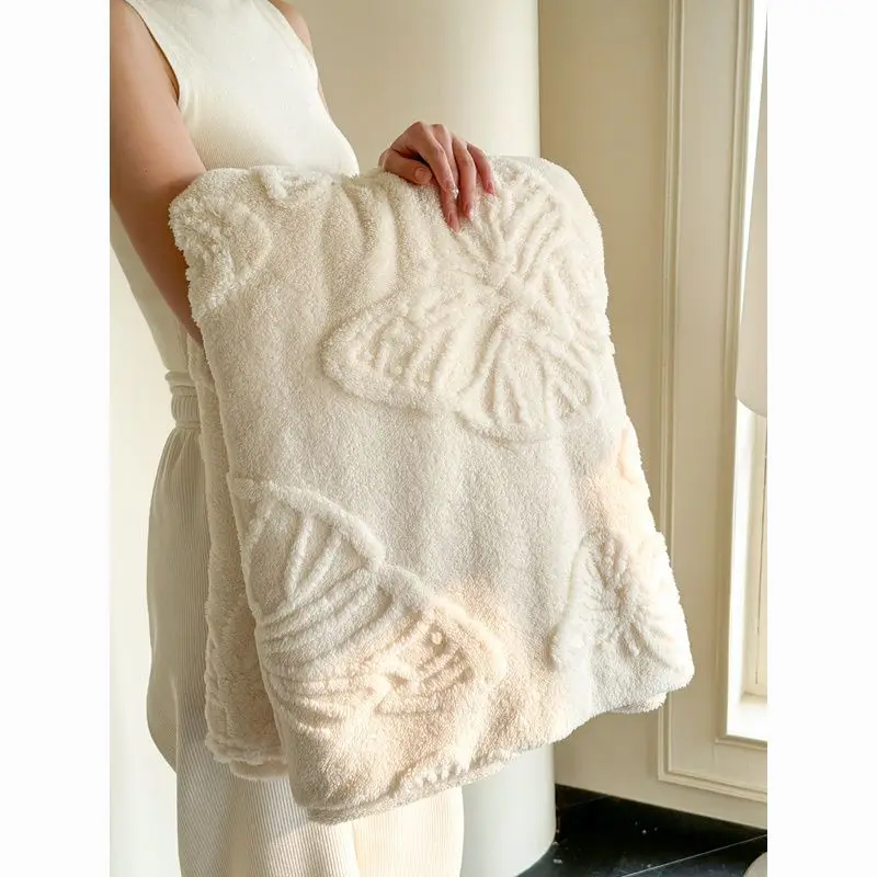 Dekica s motivom leptira, pletena, žakard flanela, koralska deka od 100% poliestera, meka i udobna, vesela, za sve godišnje doba, za korištenje na krevetu