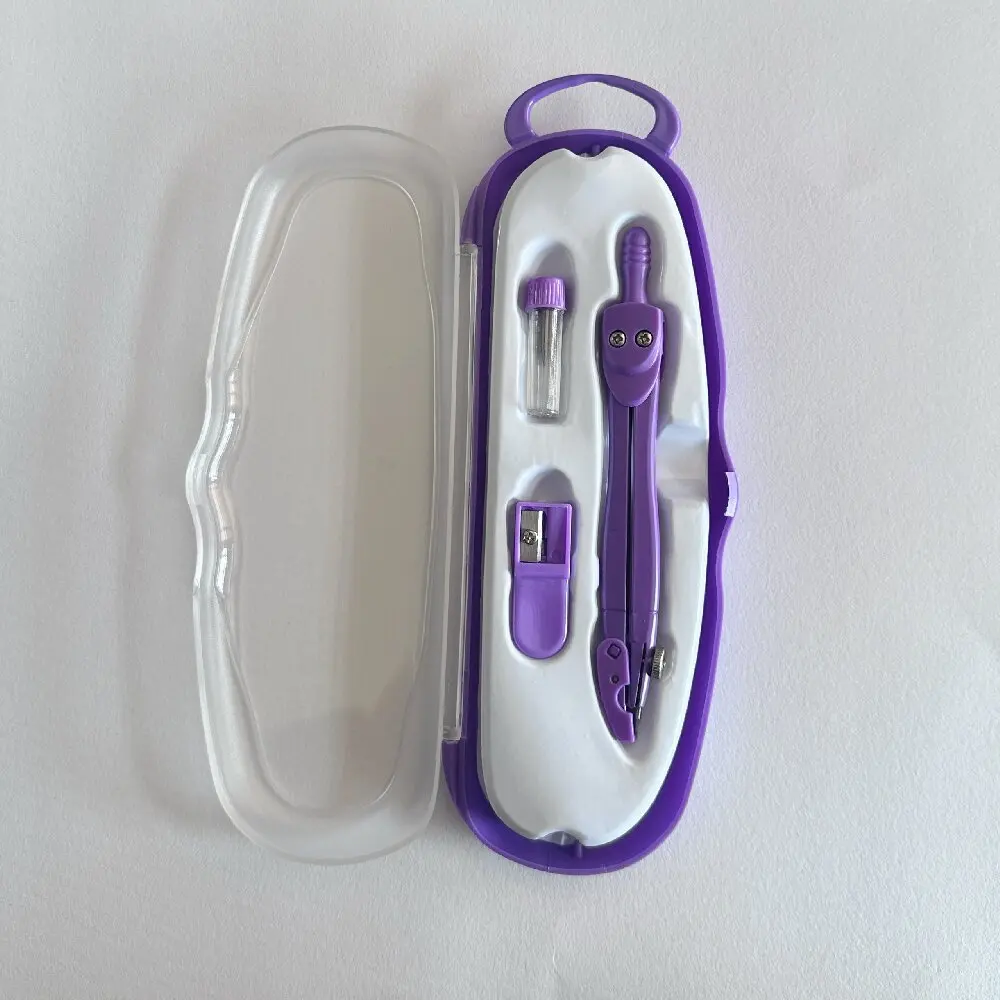 Professional Kids Pencil Compass Set with Circle Radius Size Ruler Colorful Plastic Compasses for School Student