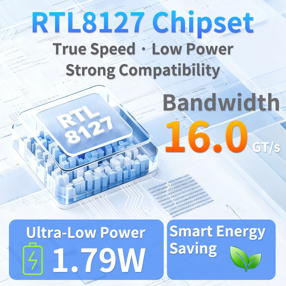 Realtek RTL8127 10G Ethernet Network Card - Pcie 4.0 X1