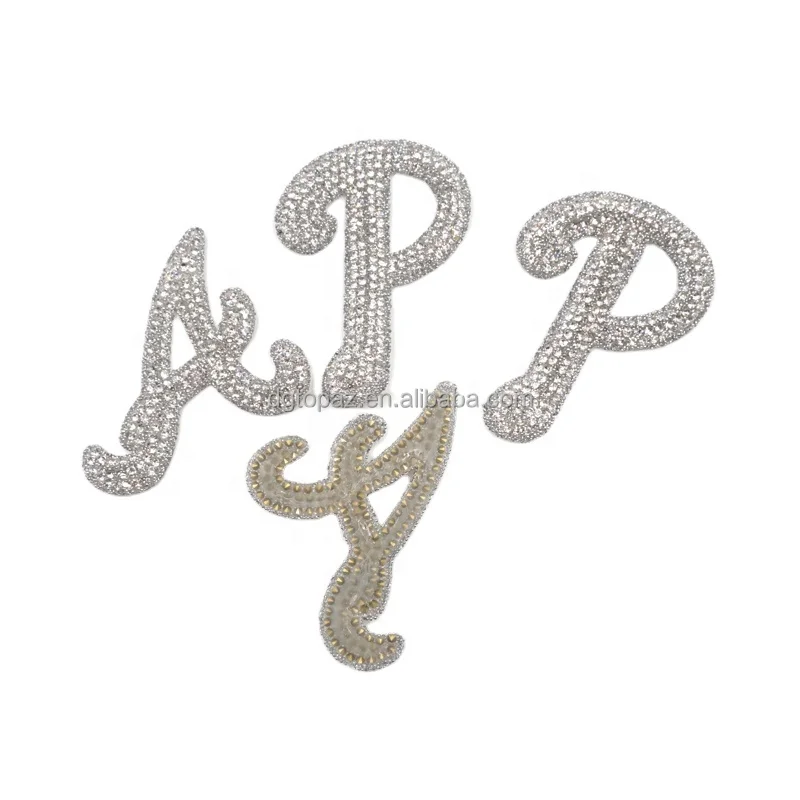Free sample Custom  logo design heat transfer 3D beaded rhinestone applique Patch for clothing