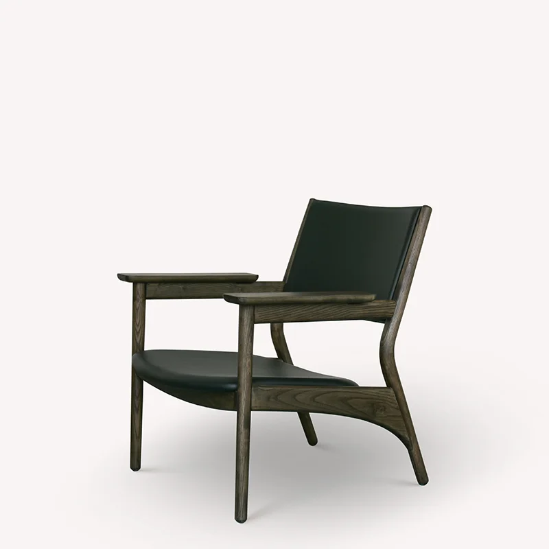 N-lc01 Chair Designer Japanese Leather Leisure Solid Wood Armchair Reception