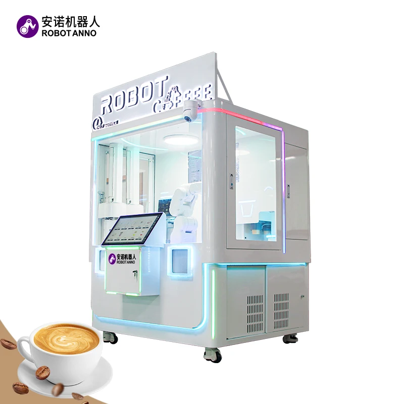 RobotAnno Best Price Coffee Robot Barista Vending Machine Automatic Robotic Ice Coffee Kiosk with Touch Screen