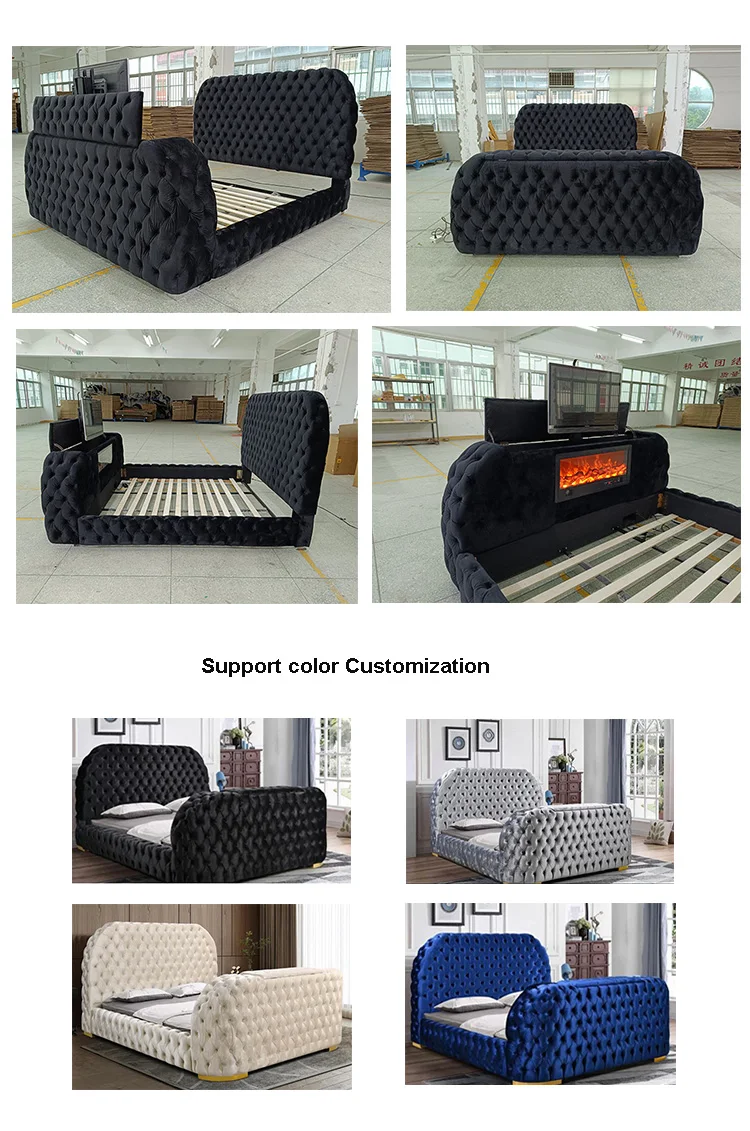 Latest Furniture King Size Bed Frame Luxury Double Cama Folding