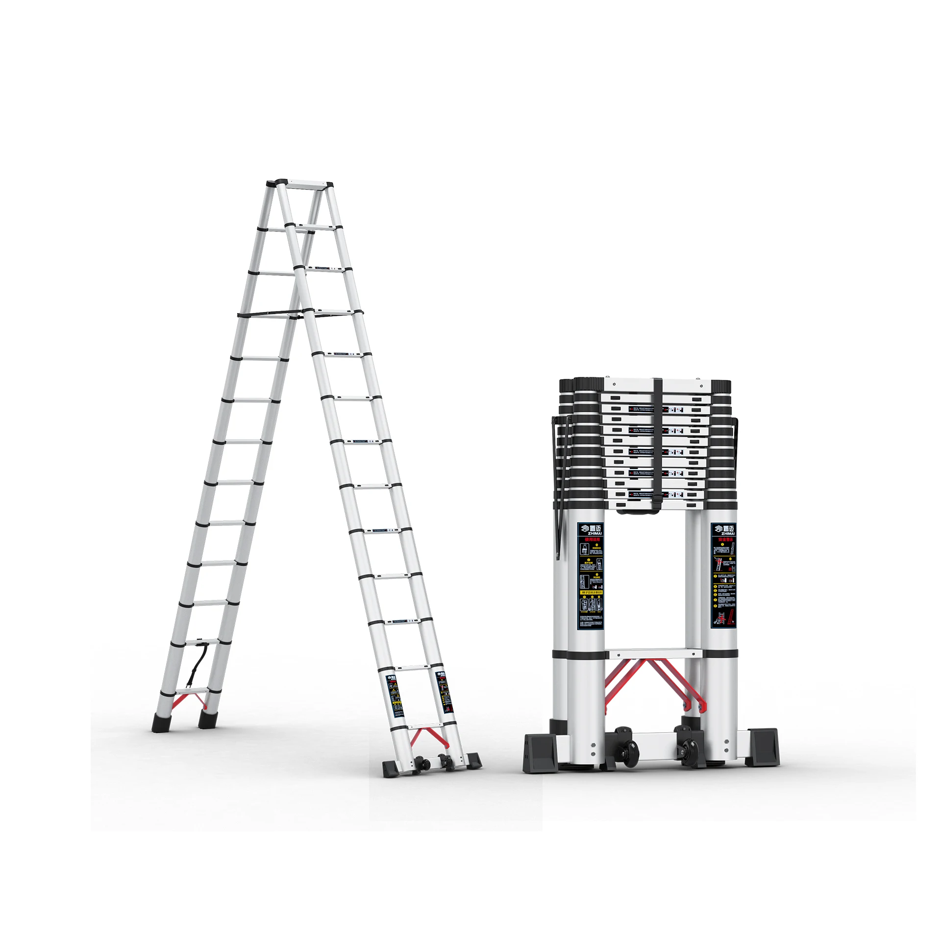 Aluminum telescopic Aluminum Multi-purpose ladder attic ladder Folded ...